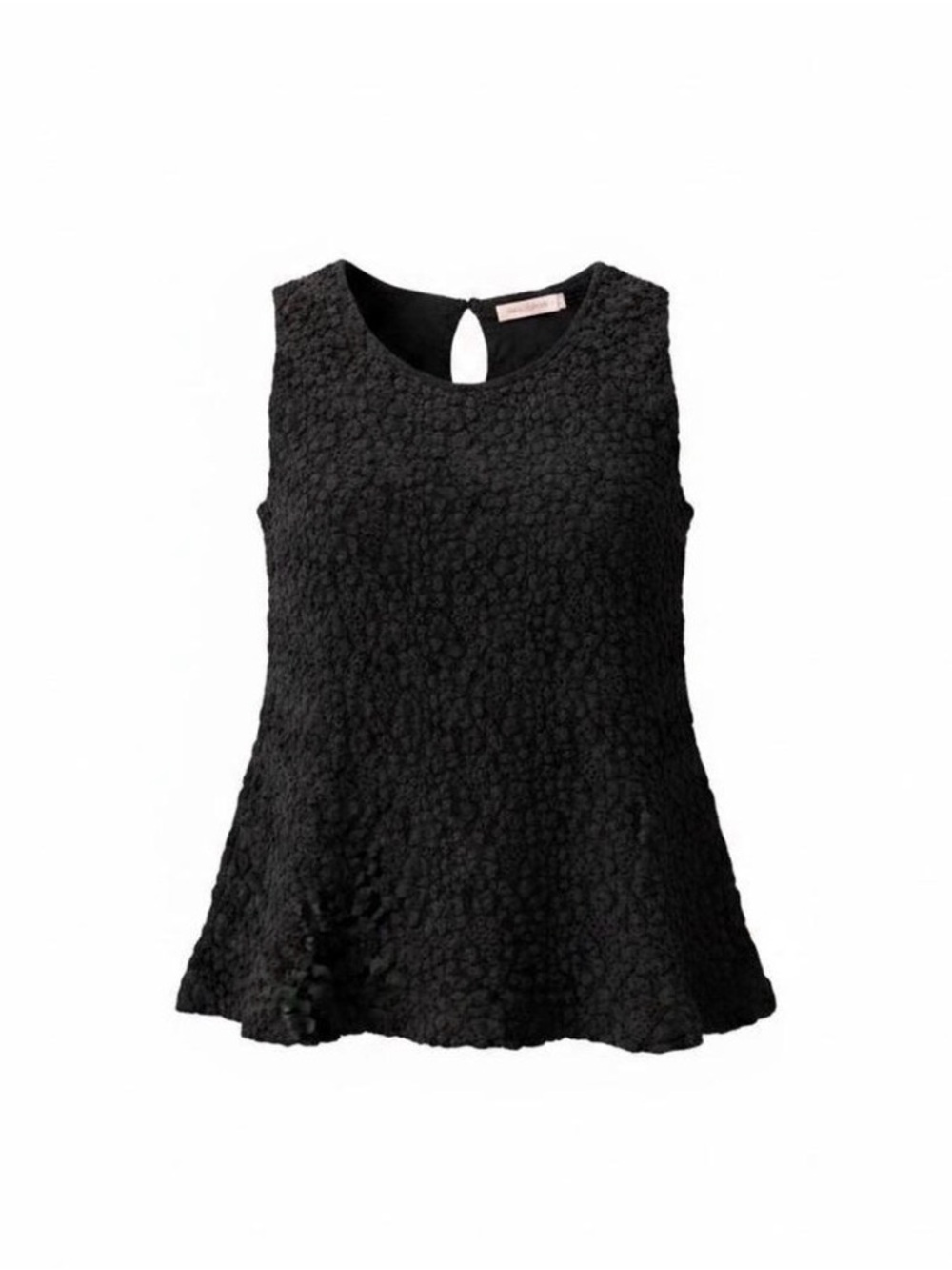 Chicos Black Textured Boucle Peplum Sleeveless Top size 0( US 4)